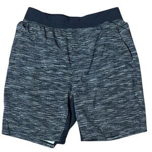 Lululemon license to train medium linerless shorts black white dot dash